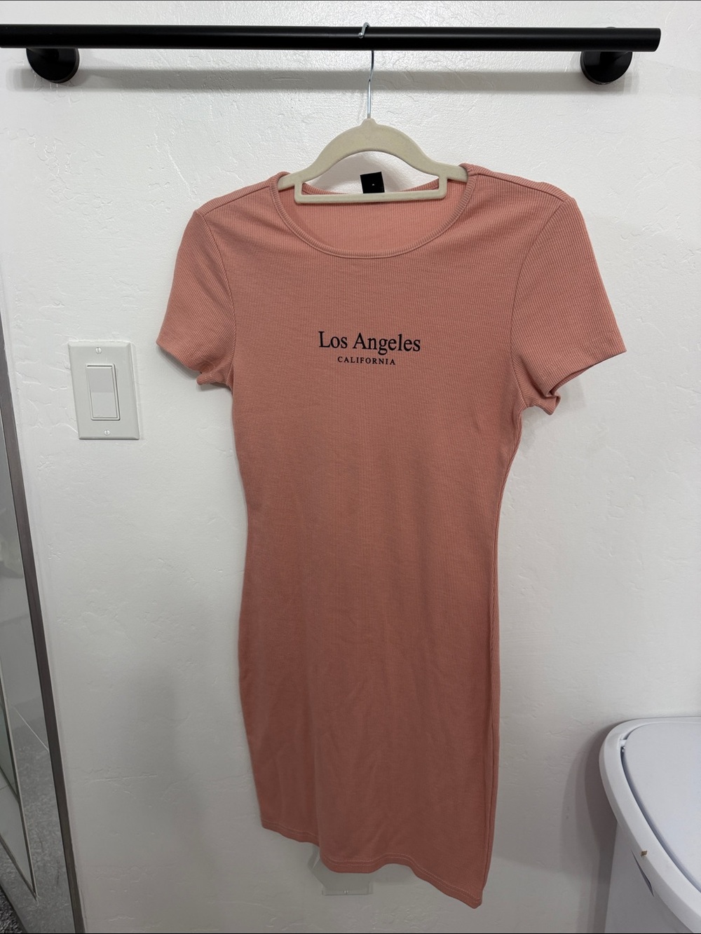 Los Angeles California Short Sleeve Bodycon Dress - Pink